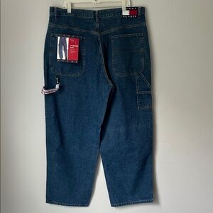 Vtg NWT Y2K Tommy Hilfiger Baggy Skater Carpenter Jeans Flag Patch Sz 38 💙